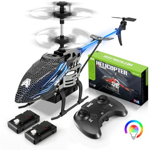 Mucek 2.4G RC Hubschrauber Ferngesteuert, LED-Lichter, 3,5 Kanäle, Gyroskop und Feste Höhe, Kinderspielzeug Flugzeug geeignet für innen und außen(Blau)