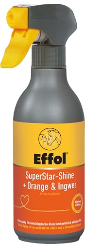 Effol Superstar-Shine Orange & Ingwer – Glanzspray für Pferde | Mähne & Schweif entwirren, Fellglanz | Dermatologisch sehr gut | 750 ml