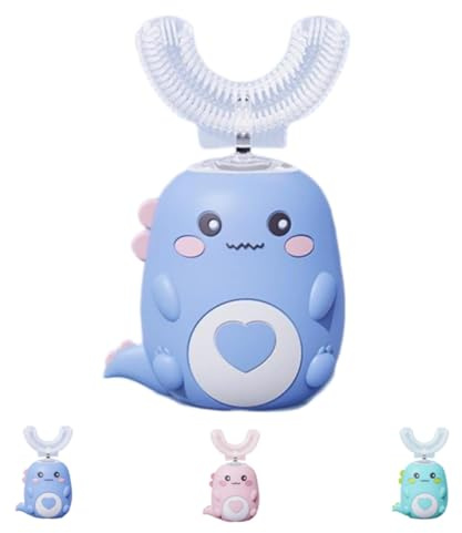 Lulabini DinoBrush 360° Ultraschall-Zahnbürste Kinder, Elektrische IPX7 Wasserdicht (Blau 2-6 Jahre)