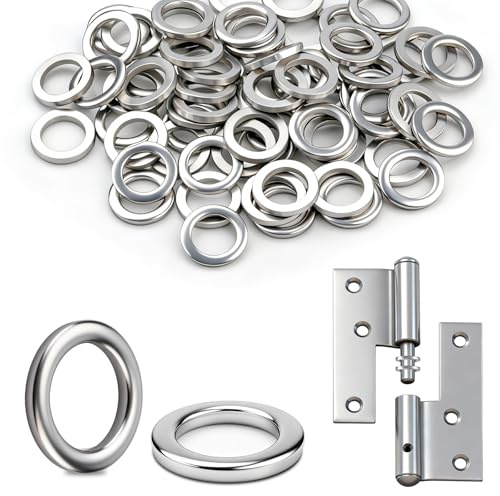 mawmuaw 60 Stück Fitschenringe Zimmertüren Φ10x16x2 mm Unterlegscheiben Türscharnier Edelstahl 304 Tür Unterlegscheiben für Türen Türscharnier Montageringe für Innentüren Außentüren Schranktüren