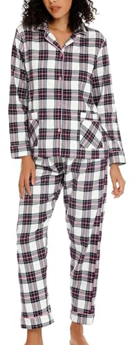 MIA LUCCE Pijama largo para mujer con botones, pijama de franela para mujer, parte superior suave y pantalones de pijama, traje de casa de dos piezas, tallas XS-XL