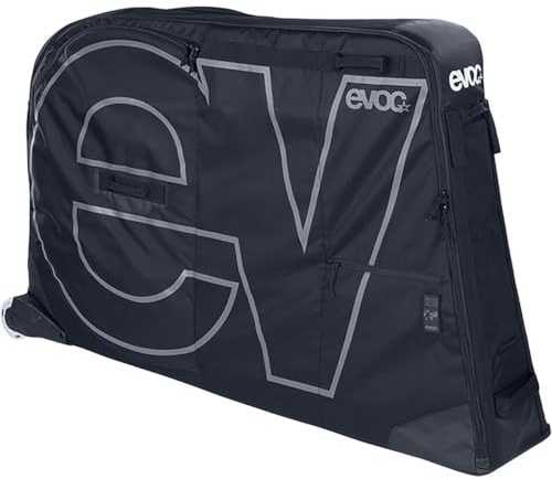 EVOC BIKE BAG sac de transport léger pour vélo (valise à roulettes pour vélos de course, gravel, XC, FR, enduro, DH, ≤29 pouces, BIKE BLOCK pour une stabilité optimale, empattement max. 126 cm), noir