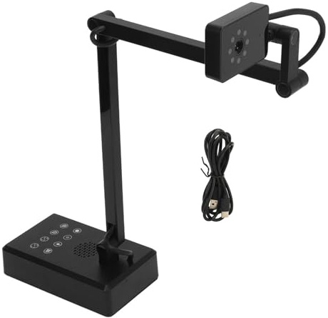 VELATEMOR 4K USB Visualiser 16MP Webcam Document Camera Live Tool for Meeting Multi Angle Adjustment Convenient Office Use Suitable for Live Streaming Black