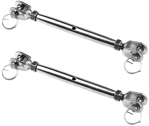 Mipcase 2pcs M8 Stainless Steel Closed Body Turnbuckle Heavy Duty Wire Rope Tensioner Cable Tightener for Industrial and Outdoor Use