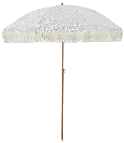 Solivagant Ombrellone da Spiaggia Grigio e Bianco 160 x 160 x 196 cm,Grigio,2.4kg