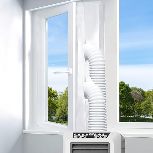 Air Conditioner Window Seal, 300cm/118 Inch AC Window Seal Kit for Mobile Air Conditioner and Tumble Dryer, Hot Air Stop Air Exchange Guards with Zip and Adhesive Fastener (5m)