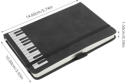 GRADENEVE Cuaderno A6 de Piano con Cubierta de Pu Negro, Papel para Escritura Musical y Pentagramas, Libreta Portátil para Estudiantes y Uso Escolar U Oficina, Material de Oficina