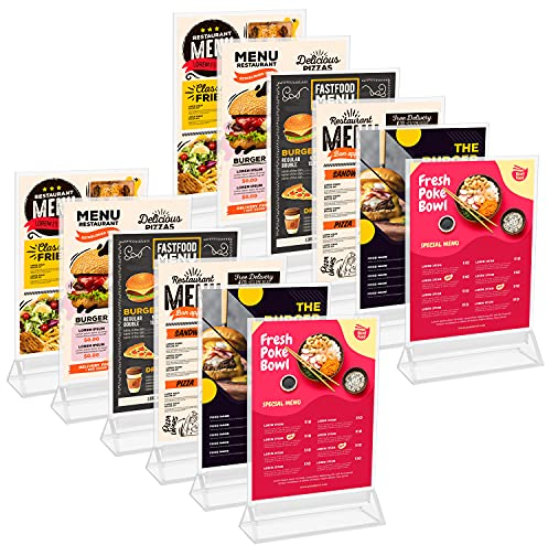Kurtzy Tischaufsteller A6 (12er Pack) - L11 x H19,5 cm Klarer Kunststoff - Doppelseitige Vertikale Plastik Tisch Aufsteller - Für Restaurant Speisekartenhalter, Fotorahmen & Menükartenhalter Hochzeit