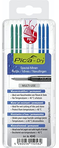 PICA 4040/SB - Estuche 8 minas Dry en blíster Verde, Blanco, Azul