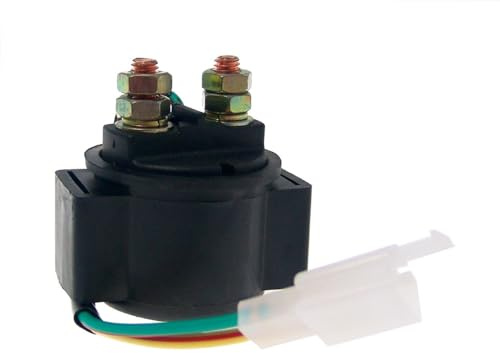 Anlasser/Starter Relais mit Kabel kompatibel mit GIANTCO Sprint 50cc, Venus | Universal GY6 China 4T, 12 Volt, 2-polig, Schraubverbindung 2-fach; kompatibel mit GIANTCO Dolphin, GT UNION Strada