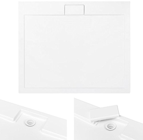 VBChome Duschwanne SUPERFLACH 110x90 cm – Rechteckige Duschtasse, Weiß, Rutschfest, Glatte Oberfläche, Flache Duschwanne aus Hochwertigem Sanitär-Acryl, Inkl. Ablaufgarnitur Ø50 mm, Modernes Design