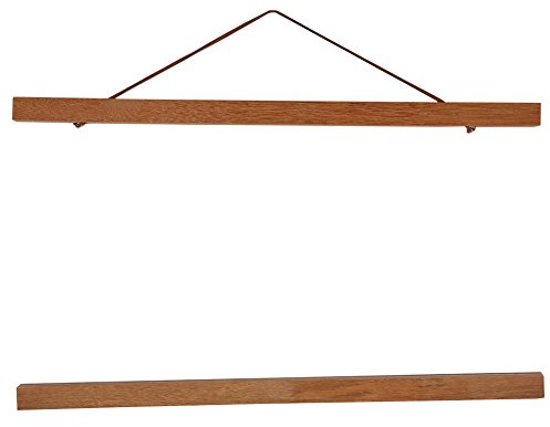 Portafotos magnético de madera natural con marco de fotos de madera natural de teca (40 cm de largo)