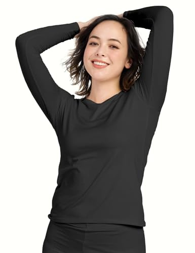 LAPAPA dam termoshirt inomhus fleece, lätt varm termoskjorta, termos överdel långärmad tröja termounderkläder L15 MEHRWEG