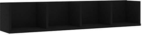 vidaXL Estante de Pared para CD Balda Colgante Expositora Estantería Montado para Libros Decoración Almacenamiento Contrachapada Negro 100x18x18cm