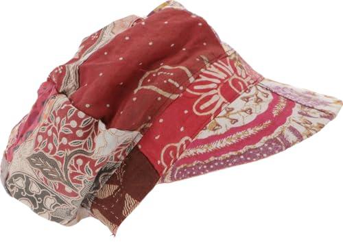 GURU SHOP Patchwork Boho Kappe, Ballon Mütze - Rot, Herren/Damen