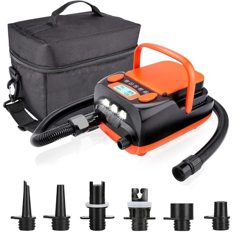 AGPtEK 6000mAh Electric SUP Pump, 16PSI, 12V Rechargeable SUP Pump Battery Compressor with Fast Inflation/Deflation, Portable Electric Air Pump for SUPs, Air Mattresses, Tents and Boats