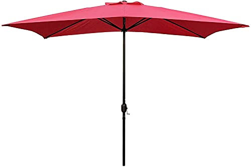 Sombrilla de jardín Parasol Sombrilla para Patio Sombrilla para Patio al Aire Libre Rectangular con manivela GCSQF210603(Color: Red)