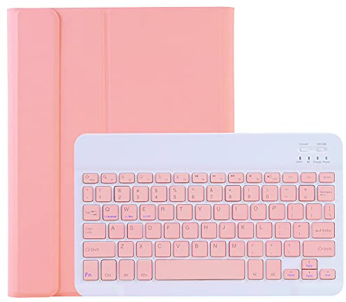 Lrufodya Funda de teclado para iPad Mini 1 2 3 4 5 con teclado desmontable y soporte para bolígrafo, Slim Smart Auto Sleep/Wake Cover Case (rosa)