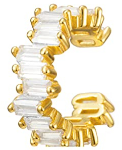 Brandlinger ® Ear Cuff Silber 925 (1 Stück). Ohrklemme mit weißem Zirkonia Stein. Schmuck Damen vergoldet mit 18 Karat (Silber und Gold) für Frauen und Mädchen. Durchmesser Ear Cuff 13mm.