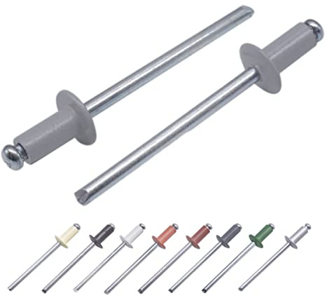 (100 Stück) Lackierte Blindnieten 4,0 x 10 mm, Kuppelkopf, DIN 7337, Aluminiumniete und Stahldorn, Popnieten (100, Fenstergrau RAL 7040)