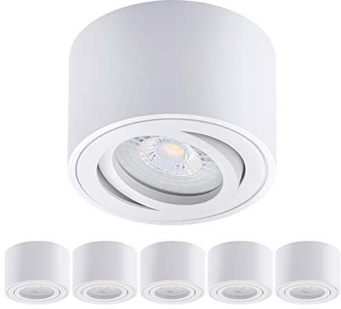 Oktaplex 6 Focos LED Techo Lile Blanco – Incluye Módulo LED 4,8W 230V 4000K Blanco Neutro 80x50mm – Foco Superficie Orientable Interior Aluminio