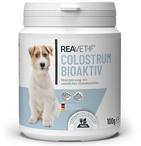 ReaVET Colostrum Pulver für Hund & Katze 100g - Immun Boost mit hohem Immunglobulin Gehalt, Immunsystem stärken, Magen & Darm, Natürliches Kolostrum