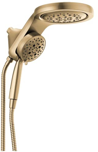 Delta Faucet HydroRain H2Okinetic Dual-Duschkopf mit Handbrause, Gold-Duschkopf mit Schlauch, Handbrause, 2,5 GPM Durchflussmenge, Lumicoat Champagne Bronze 58680-CZ-PR25