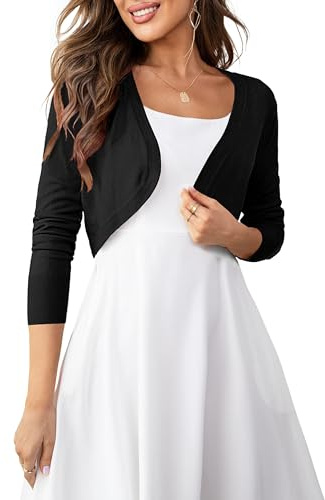 U.Vomade Cardigans for Women Lightweight Open Front Bolero Sweaters for Dress Black L