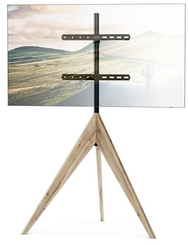 XTRARM Argo Tripod TV Stand, Height up to 140 cm, Rotatable 360 Degrees, for TV Approx. 32-65 inches, up to 40 kg, Max. VESA 400 x 400 mm, TV Stand Aged Oak