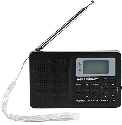 VBESTLIFE AM FM SW Radio, Portable Digital Full Band Radio with Alarm Clock, Memory Function, Low Loss Backlight Keys
