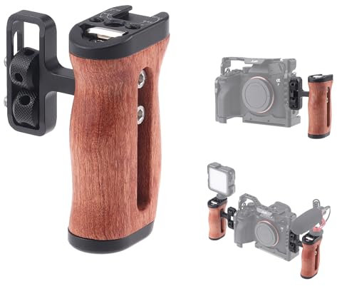Fotga Stabilisateur de poignée latérale en bois avec vis de 6,35 mm - 20, griffe pour appareil photo reflex numérique sans miroir