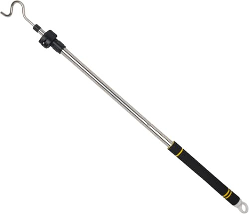 Greeily Clothes Hanger Reaching Hook Telescopic Adjustment clothes hook pole Light and can Extend from 37 to 65 with 4.7 Hook and Sponge Handle.