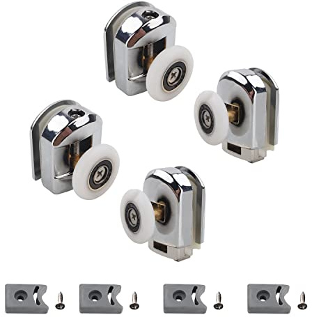 Cokritsm 4PCS 25mm Shower Door Rollers for 4-6mm Glass Door | 25MM Sliding Shower Doors Wheels Replacement Roller Runner Wheel, , Shower Door Runners Pulleys For Curved Glass Doors 4-6mm