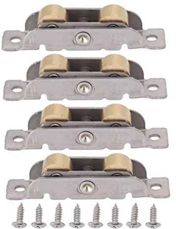 4-teilige Schiebetür-Tandem-Rollenbaugruppe Edelstahl-Kupfer-Kugellager-Türrolle für Glastüren (Flaches Rad)