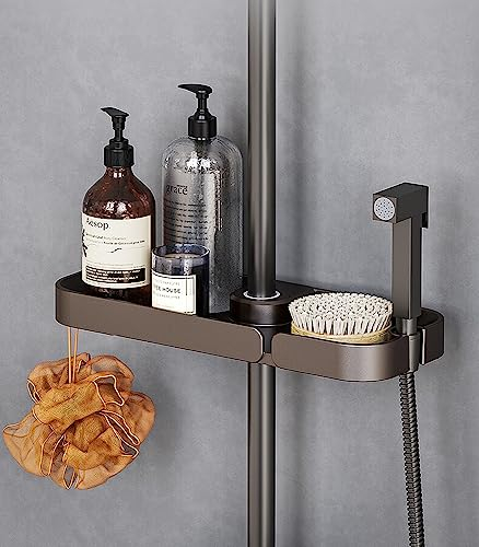 Duschablage Ohne Bohren,Duschstangen Ablage für Shampoo, Conditioner, Seife, 30cm Shower Shelf，Duschregal Ohne Bohren Duschstangen-Aufbewahrungsregal füR 18mm-25mm Duschstange
