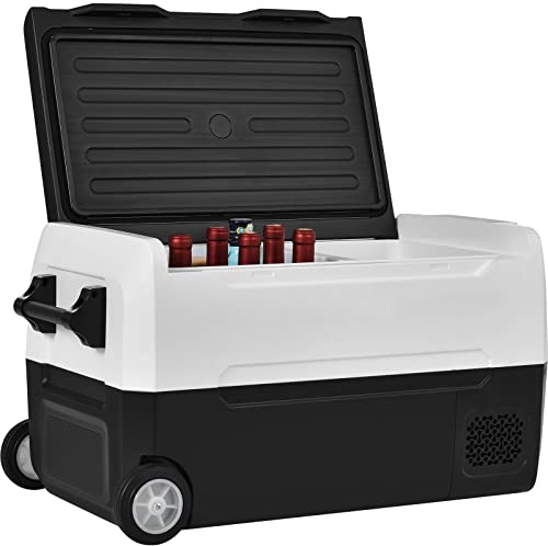 USEBEM Frigorifero A Compressore 12/24V E 100-240V,Frigorifero Portatile da 31.5 Litri con Ruote,Frigorifero Elettrico Portatile,Doppia Zona,Controllo Tramite App,per Auto,Camion,Barca,Camper E Presa