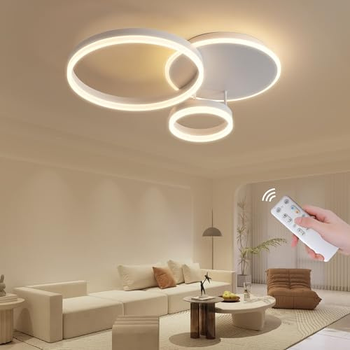 LXJCSM Plafonnier LED, 54W Lampe de Plafond Dimmable avec Télécommande, 65CM Éclairage de Plafond Moderne, Conception Géométrique Créative Luminaire Plafonnier pour Salon Chambre Salle à Manger