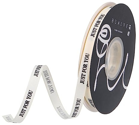 sourcing map 10mm(3/8) 50 Yard Personalisiert Satinschleife Pastell Beige Ripsband Schleife für Geschenkpapier Hochzeit Blumensträuße Gedruckt Nur für Sie