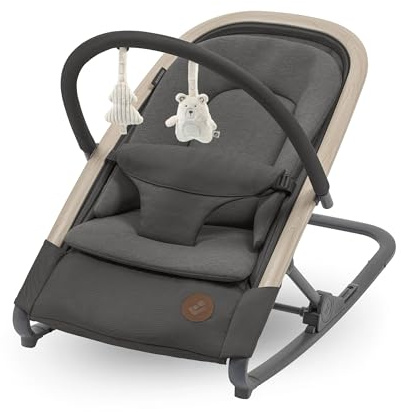 Maxi-Cosi Kori 2-i-1 babysitter med leksaksbåge, 0–2 år, upp till 15 kg, babyvippe, babysitter för nyfödda, 3 lutningslägen med en hand, lättmonterad sele, lätt och kompakt, Eco Care, Beyond Graphite