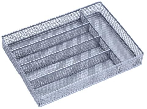 Bafnsiji Metall Besteck Tablett Organizer, 5 Fächer Besteck Tablett, Besteck Schublade Organizer, Schubladenteiler für Küchenutensilien, Metall Besteck Tablett für Küchenschubladen