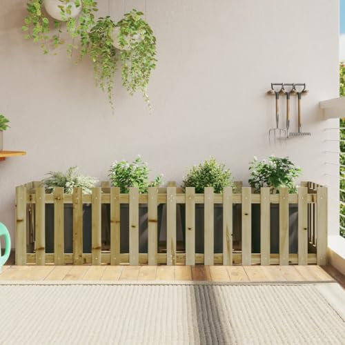 BaraSh Lit surélevé de Jardin Design de clôture Bois de pin imprégné,Bordure Pierre,Kit Gabion,Gabion Jardiniere