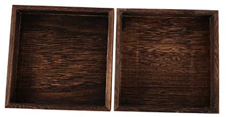 Assiette à gâteau-2 pièces Plateau de présentation d'anneaux de palette en bois massif vieilli Commode vintage Plateau de parfum Porte-plaque de clés Bracelets de bonbons Plateau de vanité en bois Déc