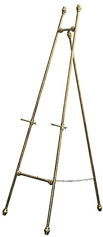 Chevalet de Peinture à l'huile en métal sur trépied, Support de Panneau d'exposition de Bienvenue de Mariage, présentoir d'art en Fer sur Pied pour activités intérieures et extérieures (Or 120 cm)