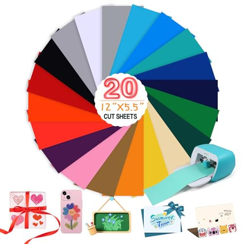 moinkerin 20 Stücke Vinylfolie Plotter 30.5X14cm Plotterfolie Plotter Folien für Glasbecher Fenster DIY Dekoration