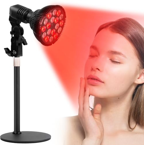Cozion 24W Red Lamp, 18 LED Bulbs, 360° Gooseneck, Metal Base
