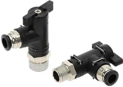 HMCOCOOFM Pneumatic Push In Quick Joint Connector Hand Valve to Turn Switch Manual Ball Current Limiting 4mm 6mm 8mm PU Pipe Fittings (BL 8mm,1/8)
