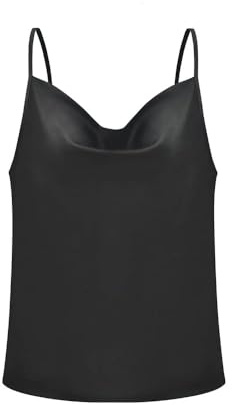KBRPEY Debardeur Femme Tank Top Col Bénitier Tops sans Manche Bretelles Fines Haut Chic Satiné Élégant Vetement Ete Caraco Cami Décolleté Drapé