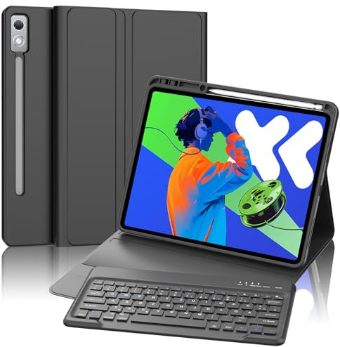 FOGARI Tastatur Hülle für Lenovo idea Tab Pro 12.7 2025, QWERTZ Layout Deutscher, Hülle Tastatur mit Magnetisch Abnehmbarer Bluetooth für Lenovo idea Tab Pro 12.7 Zoll 2025, Schwarz