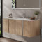 BRIDGE BENO Mueble de baño 120 cm colgante, lavabo de mineral fundido, 4 puertas con cierre suave (Golden Sand)