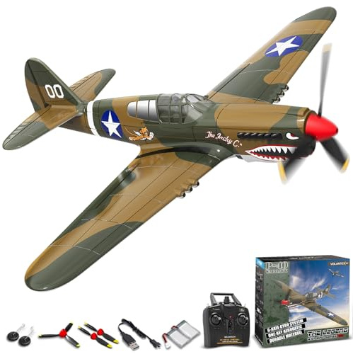 volantexrc RC Plane, 4 Channel Remote Control Airplane Fighter P40 with Aileron, 6-Axis Gyro, Aerobatics for Adults